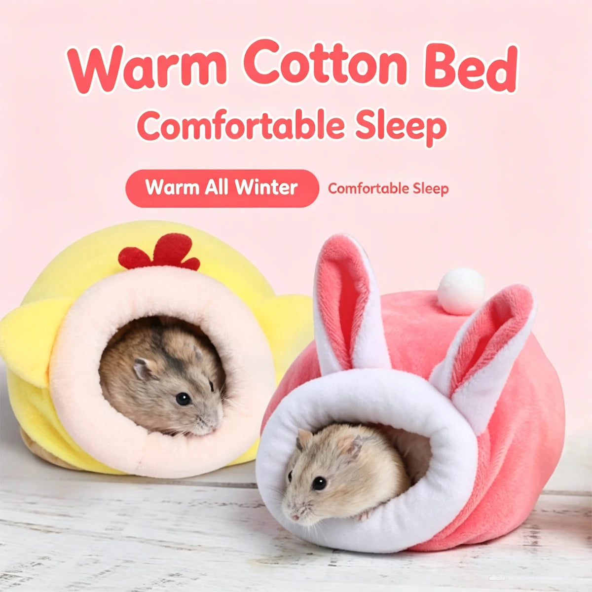 Golden Bear Plush Hamster Nest, Warm Cotton Sleeping Bag Hideout