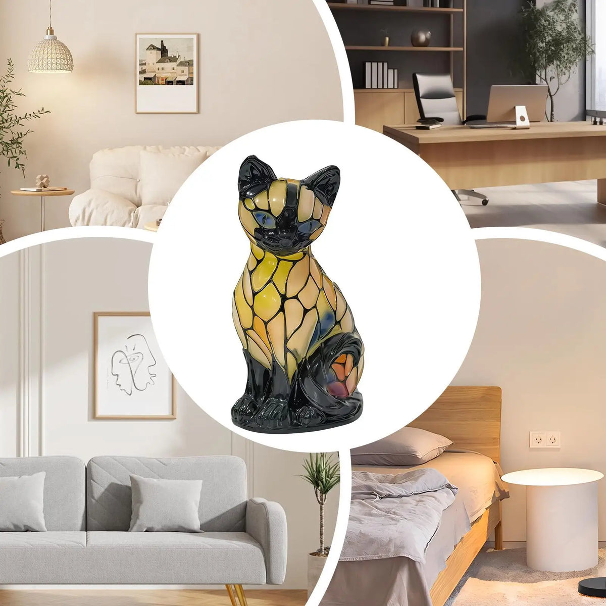 Vintage 3D Resin Cat Lamp, LED Nightlight Decor for Cat Lovers