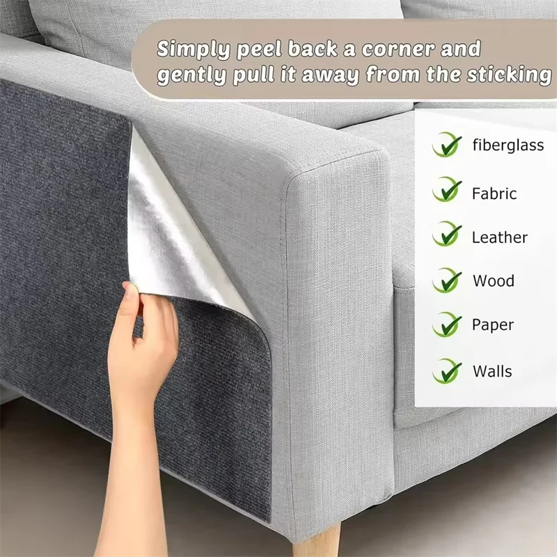Trimmable Cat Scratcher Sofa Protector Pad Self-Adhesive Carpet Mat