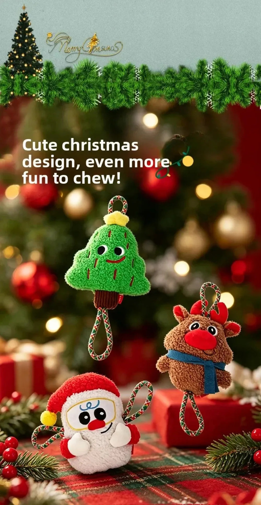 Interactive Christmas Dog Toy Pet Toy Sound Making Chew Proof