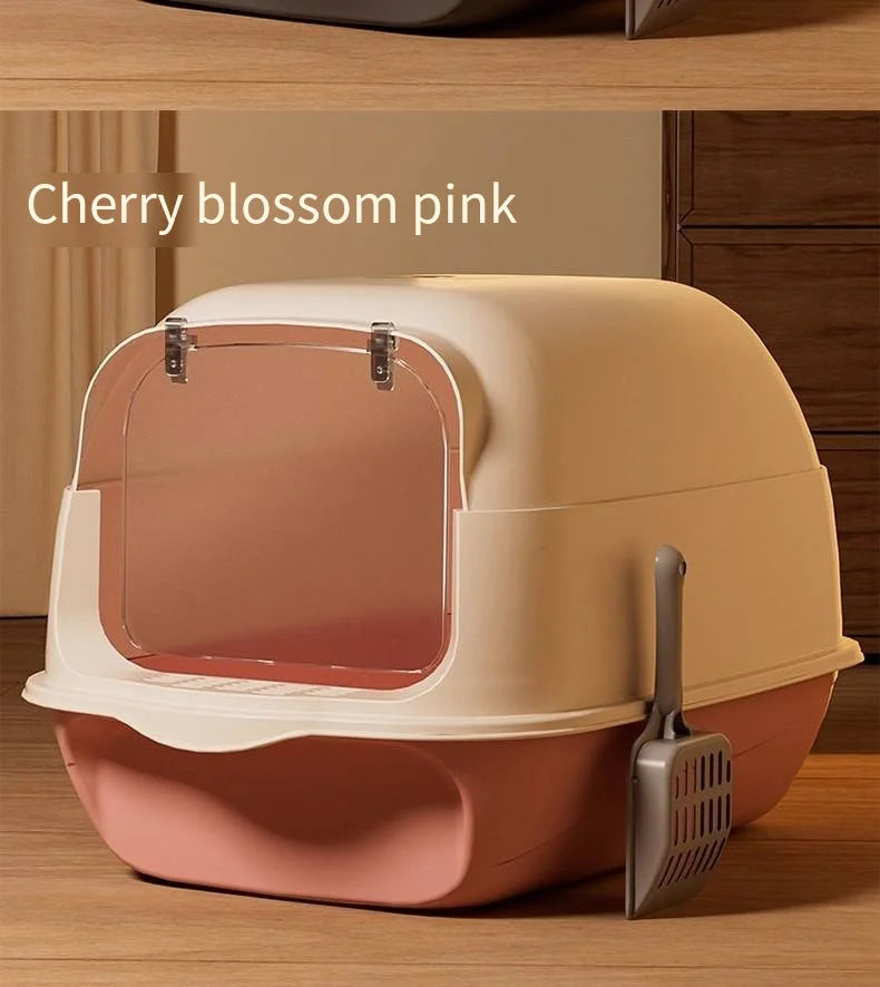 Fully Enclosed Drawer Cat Litter Box with Splash-Proof Anti-Odor Lid