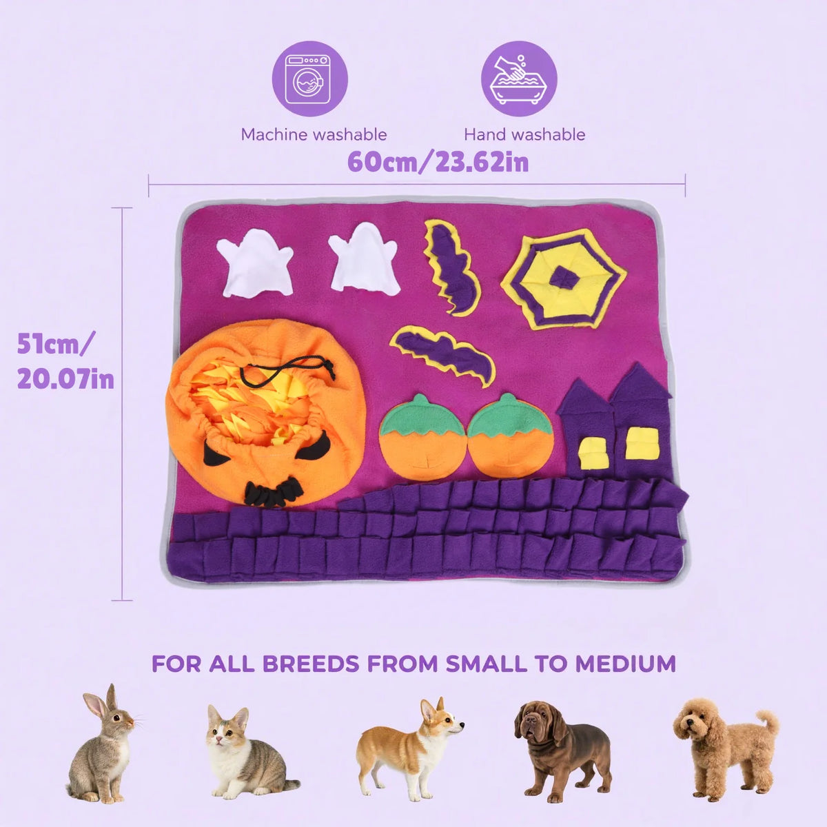 Halloween Snuffle Mat for Dogs, Ghost and Pumpkin Nose Work Puzzle