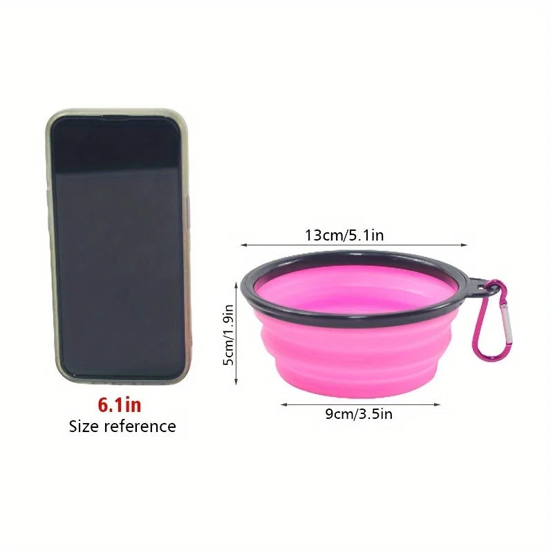 Foldable Silicone Dog Travel Bowl, Portable Water & Food Dish