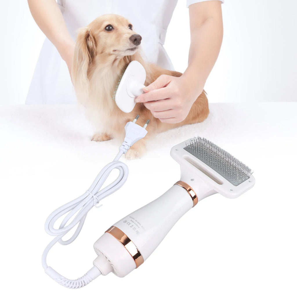 2-in-1 Handheld Pet Grooming Dryer with Slicker Brush for Dogs