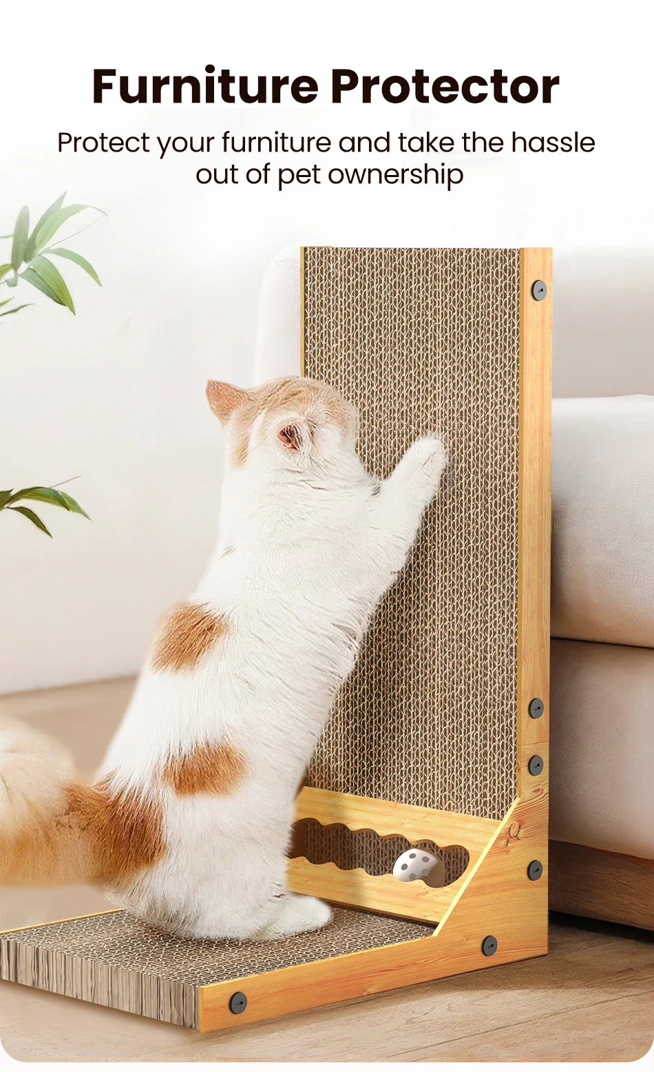 L-Shaped Cat Scratcher Board & Furniture Protector Scratch Mat