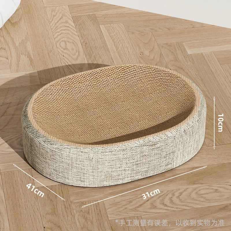 2-in-1 Oval Cardboard Cat Scratcher Bed, Corrugated Scratching Nest