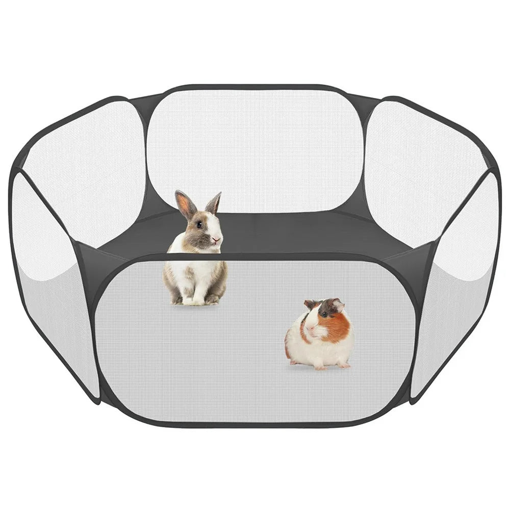 Foldable Clear Small Pet Playpen for Rabbits, Guinea Pigs & Hamsters