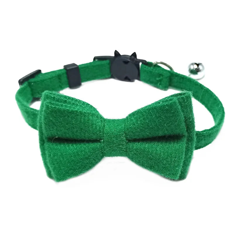 Christmas Plaid Bow Tie Breakaway Collar with Bell for Cats & Dogs
