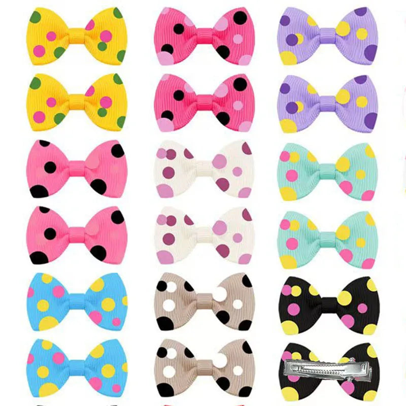 Polka Dot Pet Hair Bow Clips, 10/20 Pack for Small Dogs and Cats