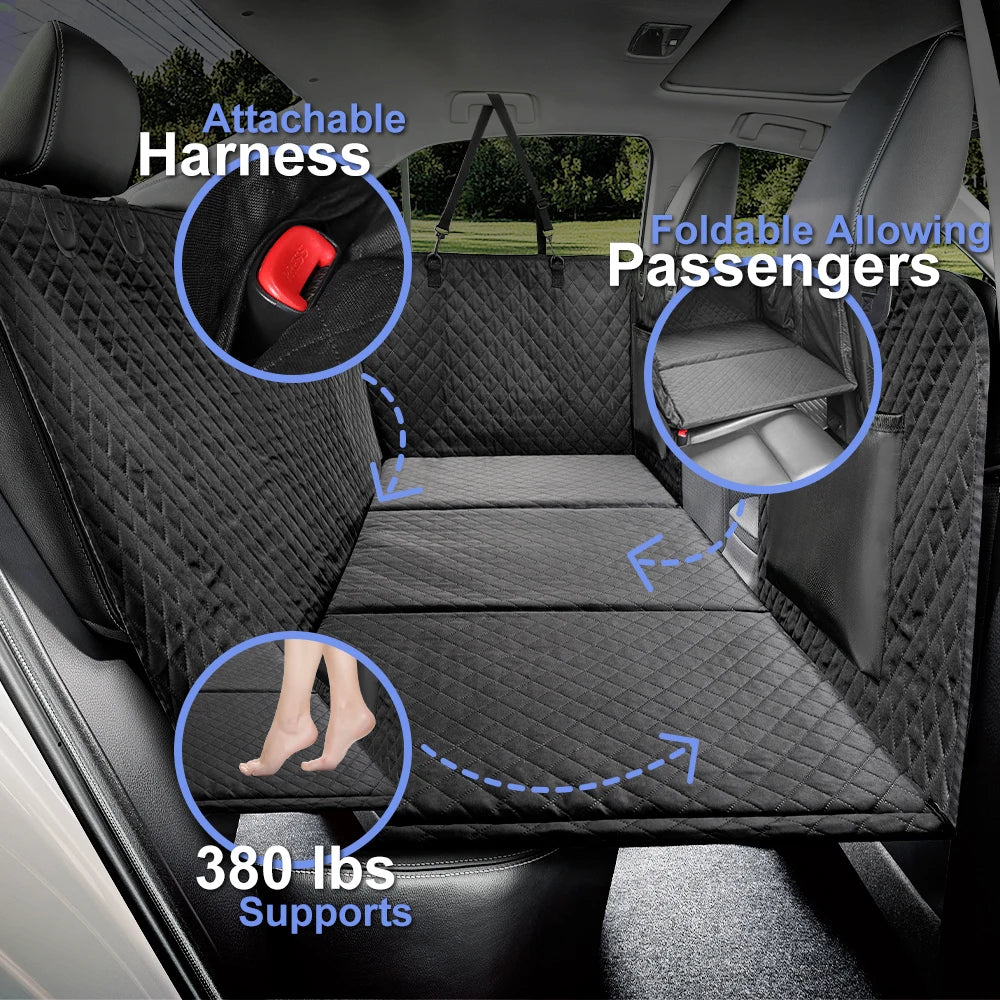 Dog Back Seat Extender with Hard Bottom, Waterproof Car Cover for SUVs
