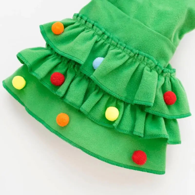 Christmas Tree Costume Dress with Star Hat for Small Dogs & Cats