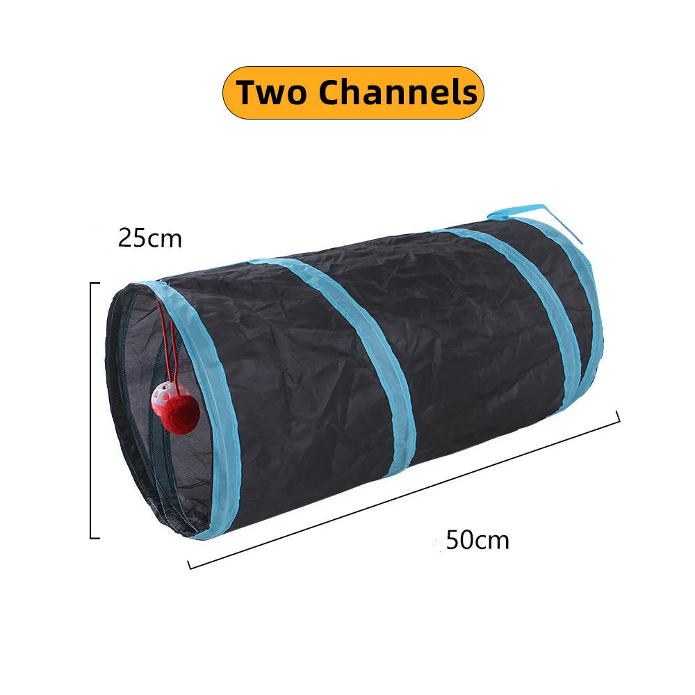 Foldable Cat Play Tunnel, Crinkle Peek-a-Boo Tube Toy