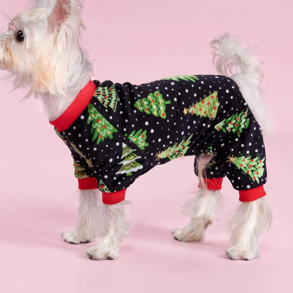 Christmas Tree Dog Pajamas, Holiday Pet Outfit for Small Dogs