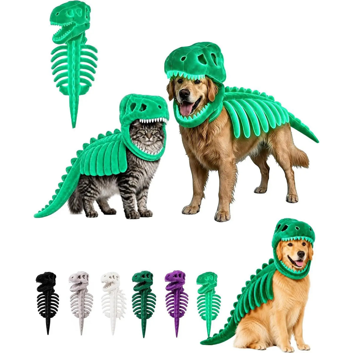 Funny Dinosaur Skeleton Pet Costume for Dogs and Cats Halloween