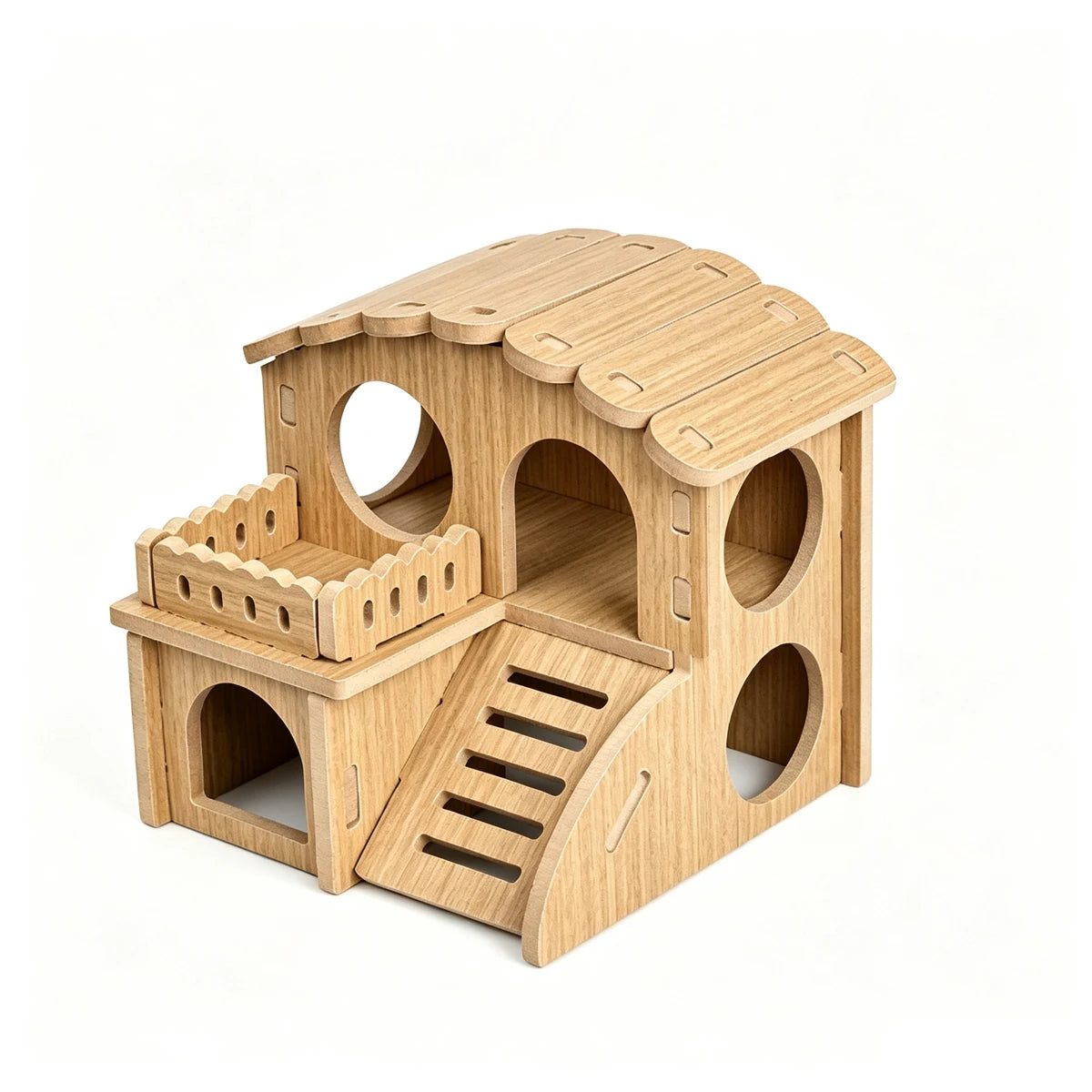Wooden Hamster Villa Cabin House, Easy-Install Cage Hideout