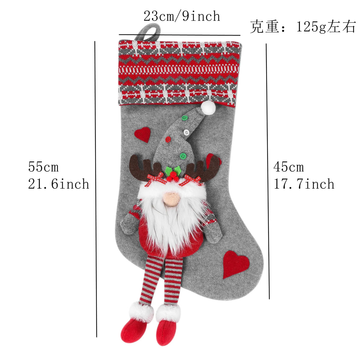 Christmas Pet Stocking with Paw Print, Plaid Hanging Gift Bag