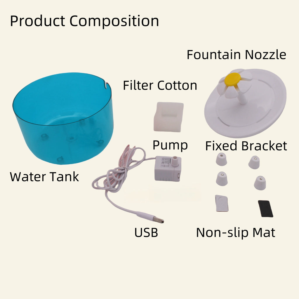 1.2L Silent USB Pet Water Fountain for Cats and Small Dogs