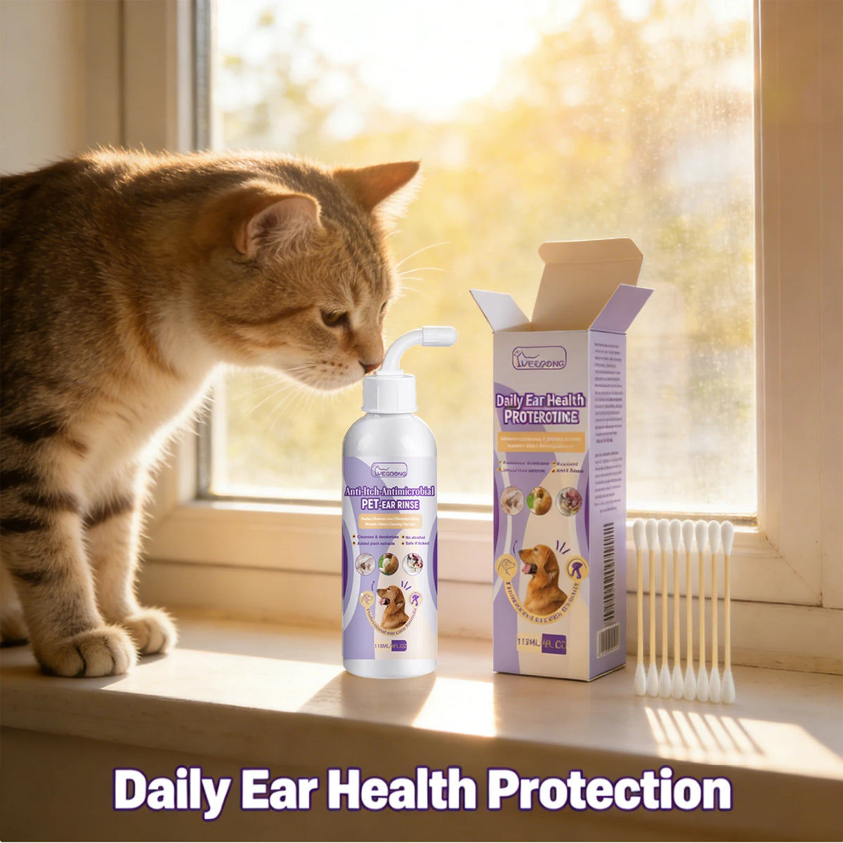 Gentle Pet Ear Cleaning Solution for Dogs & Cats, Odor & Wax Remover