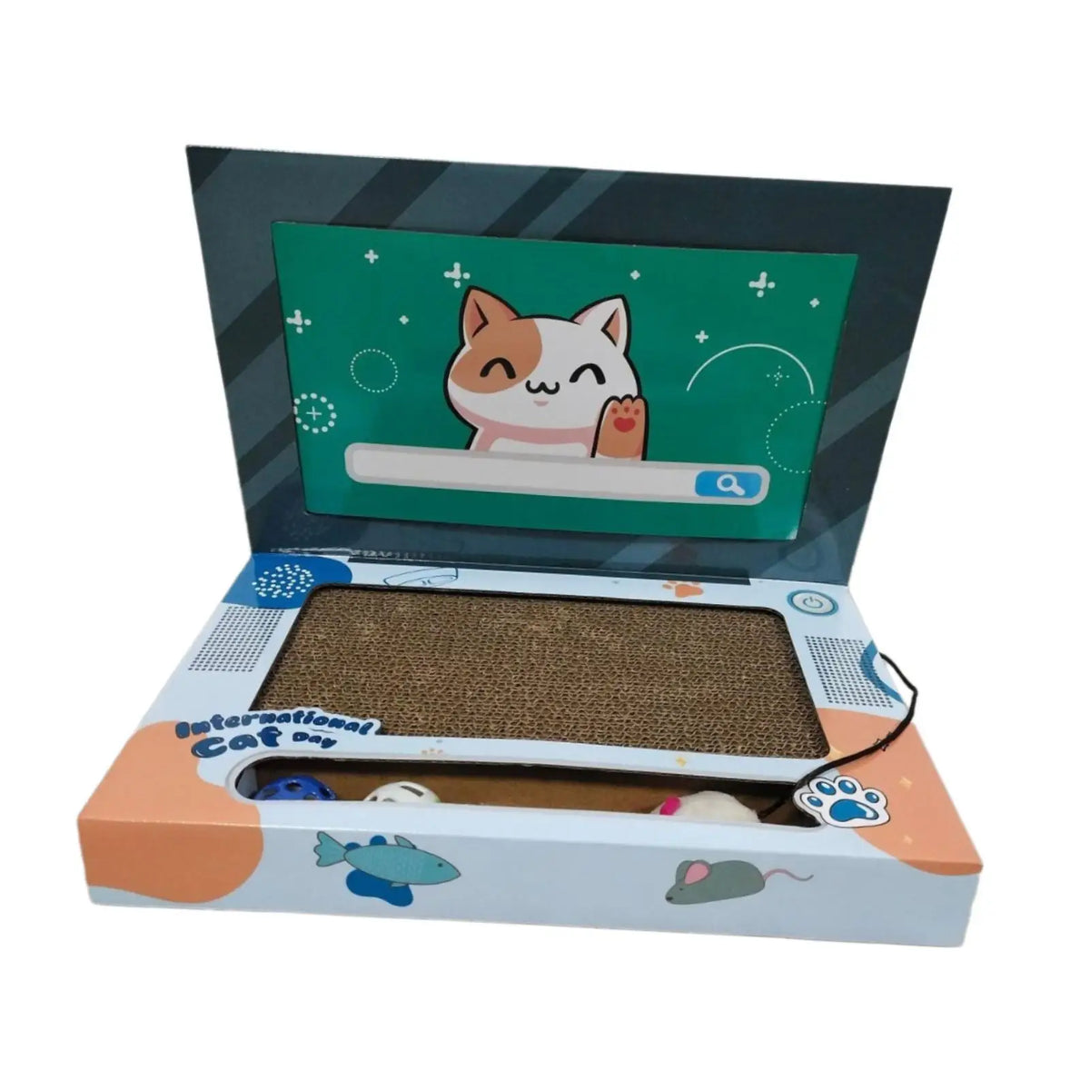 Foldable Cardboard Laptop Cat Scratcher, Fun Scratch Pad for Kittens