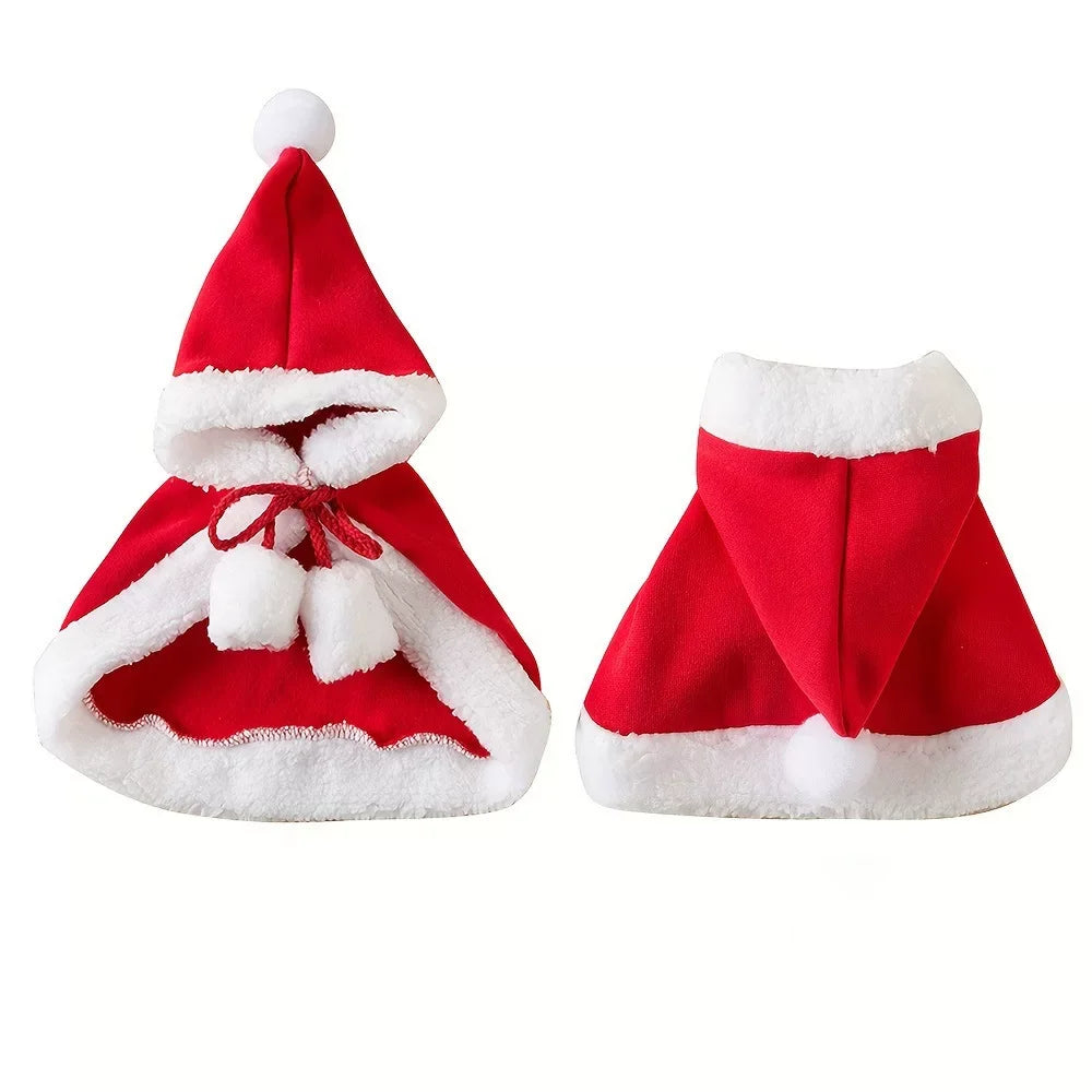 Christmas Santa Hooded Cape for Dogs & Cats