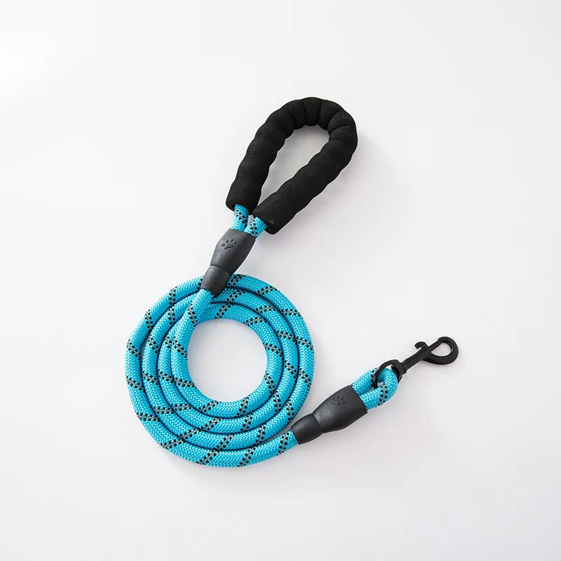 Reflective Nylon Round Dog Leash, No-Strangle Walking Lead