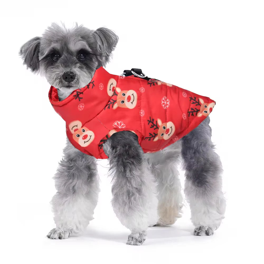 Christmas Snowman Print Dog Jacket for Small & Medium Dogs