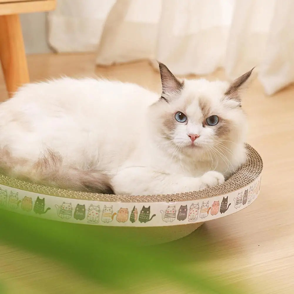 Corrugated Cat Scratcher Bed – Oval Cardboard Scratching Lounge Nest