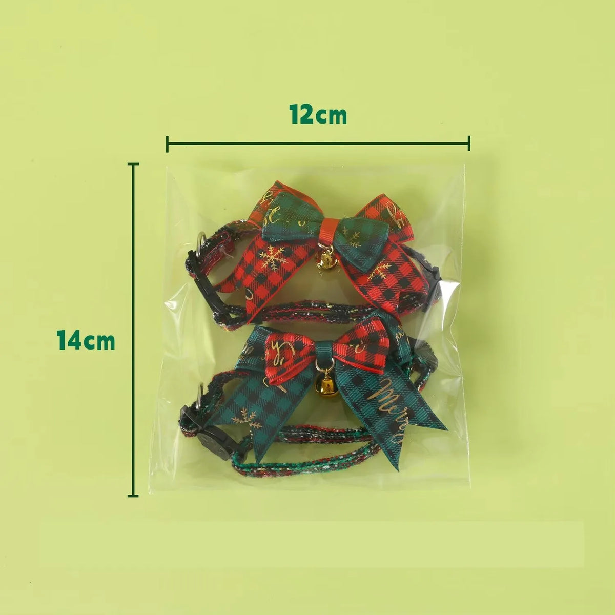 Christmas Pet Bow Collar, Adjustable Plaid Holiday Collar