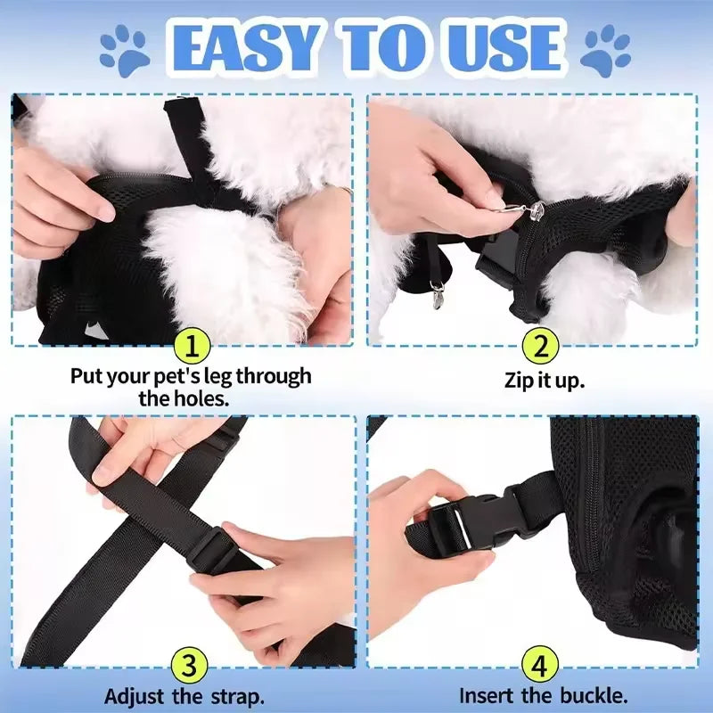 Breathable Mesh Pet Carrier Backpack, Hands-Free Front Carrier