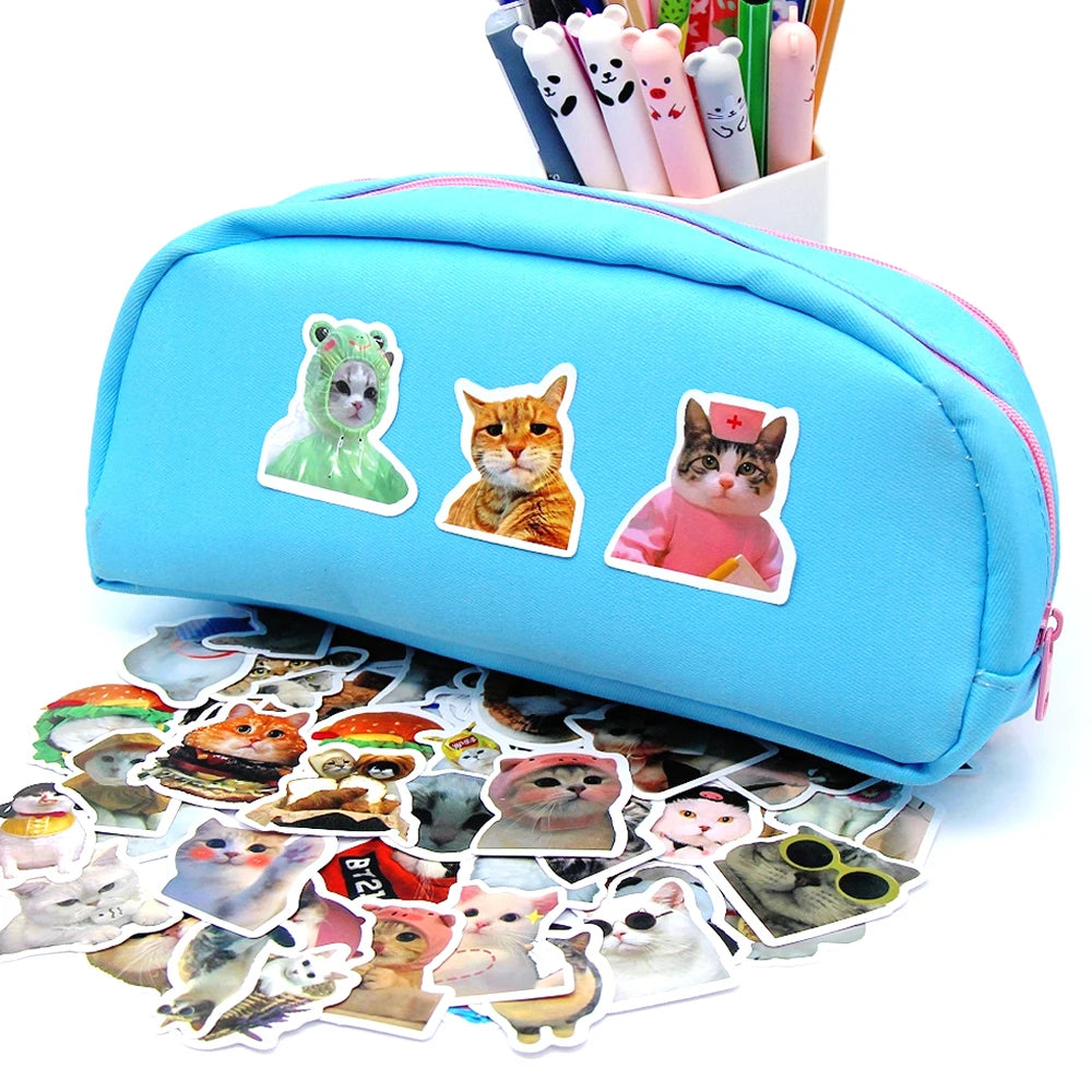 Funny Cat Sticker Pack, Cute Waterproof Decals for Cat Lovers