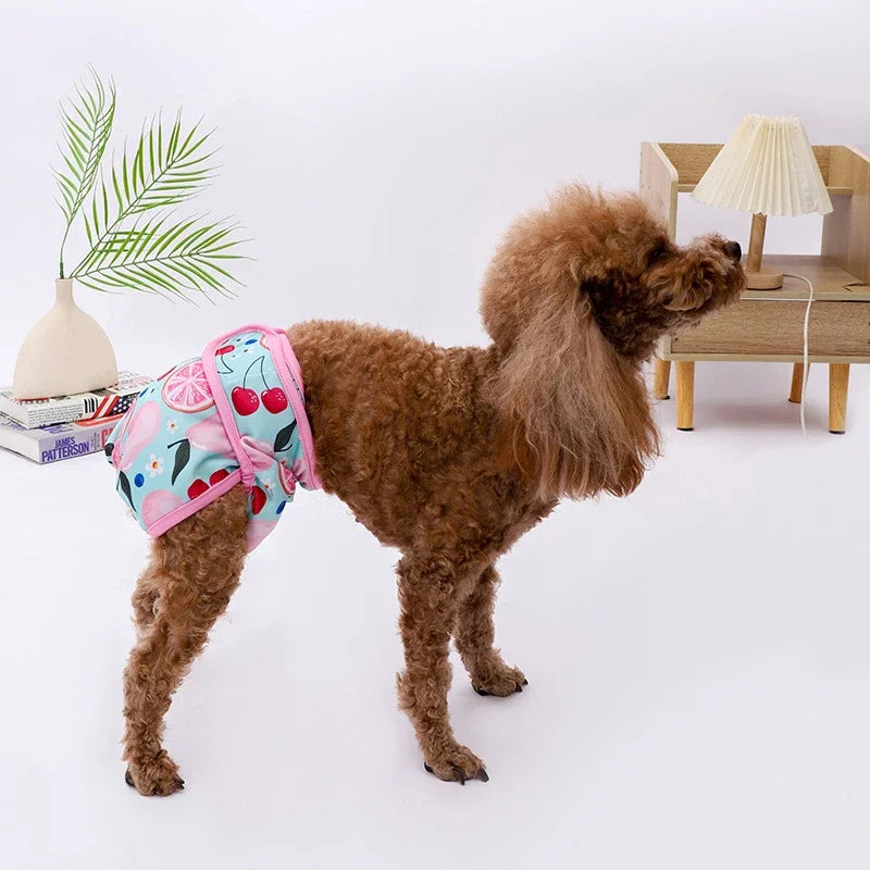 Washable Female Dog Diapers with Cute Cartoon Prints, Reusable