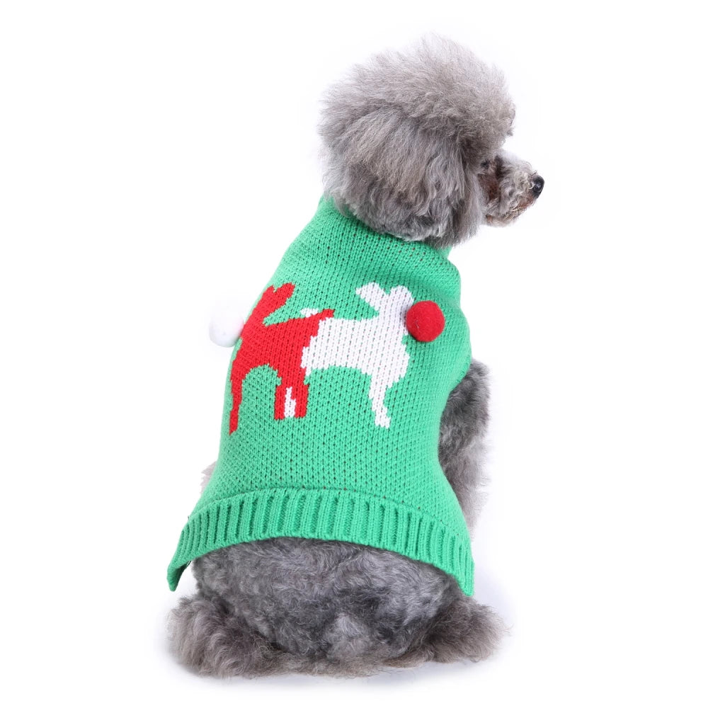Christmas Dog Sweater, Geometric Pattern Winter Knit Puppy Coat