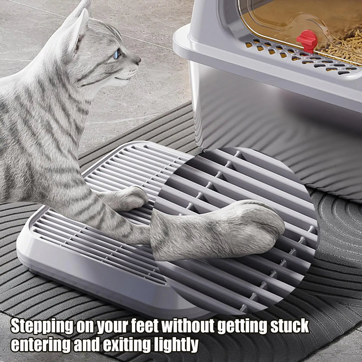 Cat Litter Catcher Mat with Ramp, Double Layer Non-Slip Tray