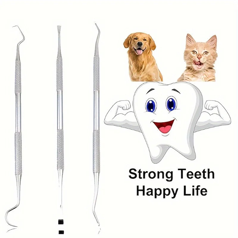 3-Piece Stainless Steel Pet Dental Scaler Kit for Tartar Removal
