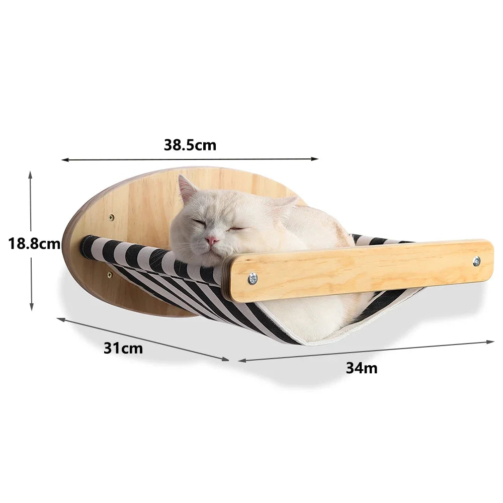 Wall-Mounted Cat Climbing Shelf Set with Scratching Post & Hammock