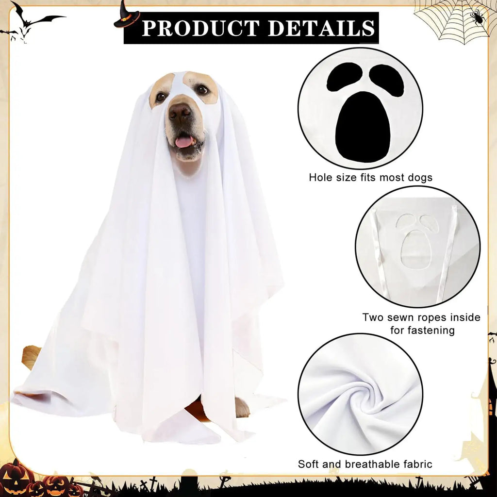 Dog Ghost Halloween Costume Cosplay Party Outfit for Pets