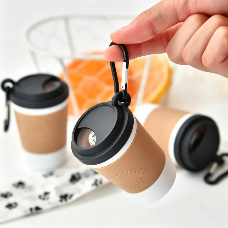Coffee Cup Dog Poop Bag Dispenser with Leash Clip for Walks