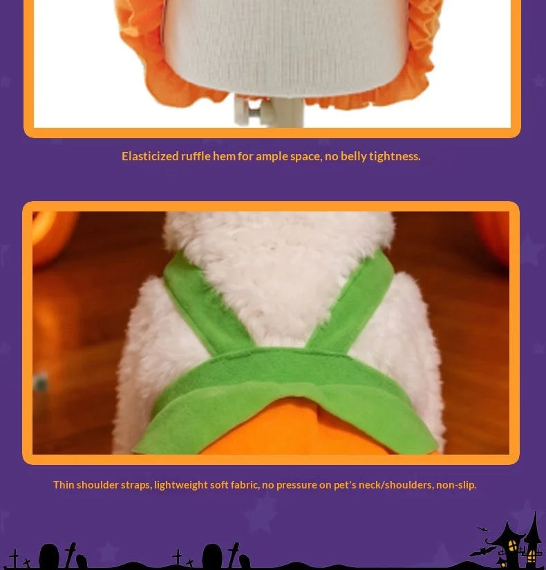 Halloween Pumpkin Overall Costume Dress for Small Dogs & Cats
