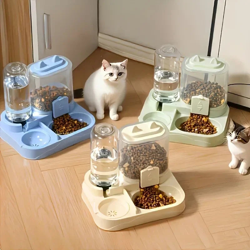 Automatic Gravity Pet Feeder & Water Dispenser Dual Bowl Set