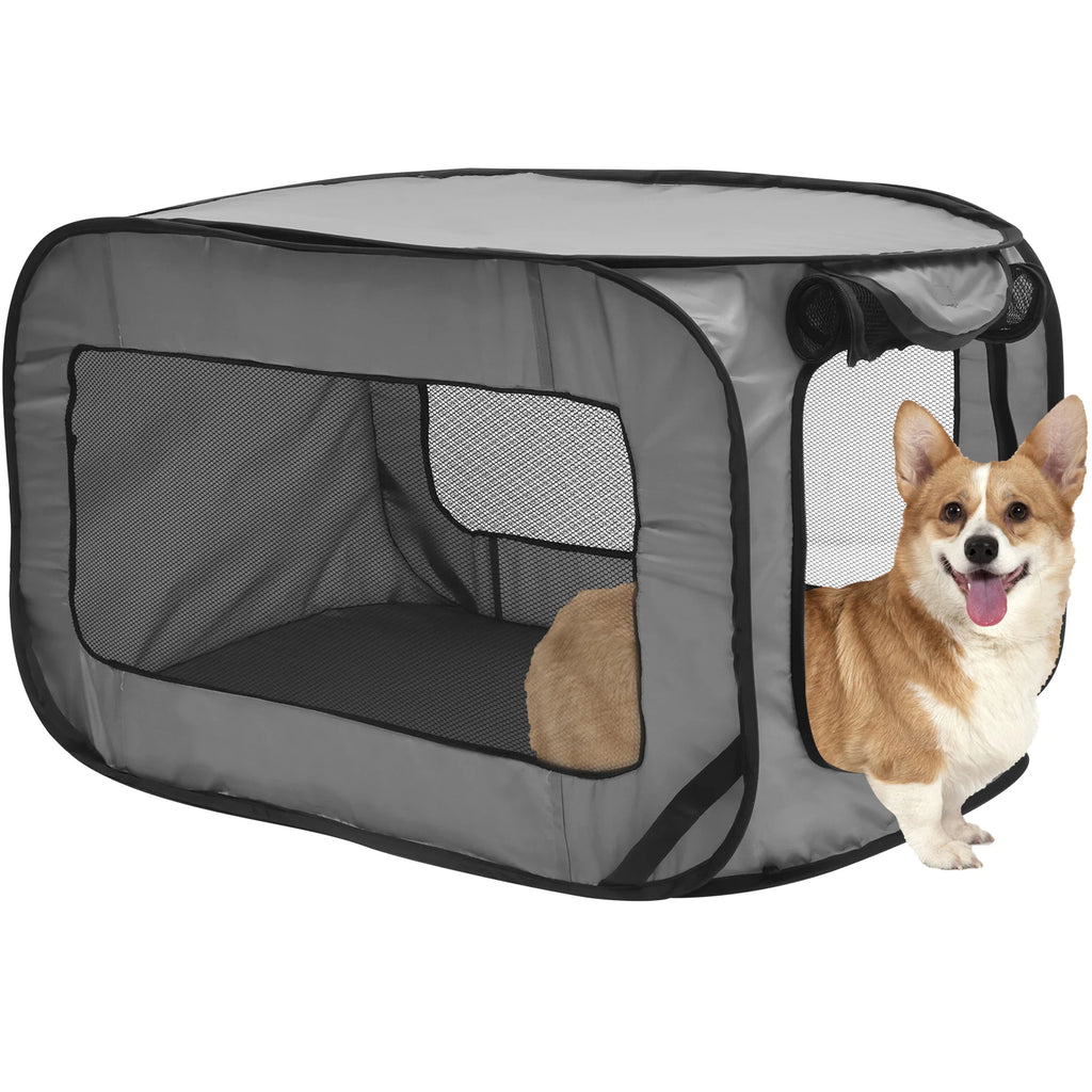 Portable Pop Up Dog Crate – Foldable Travel Kennel with Mesh Door