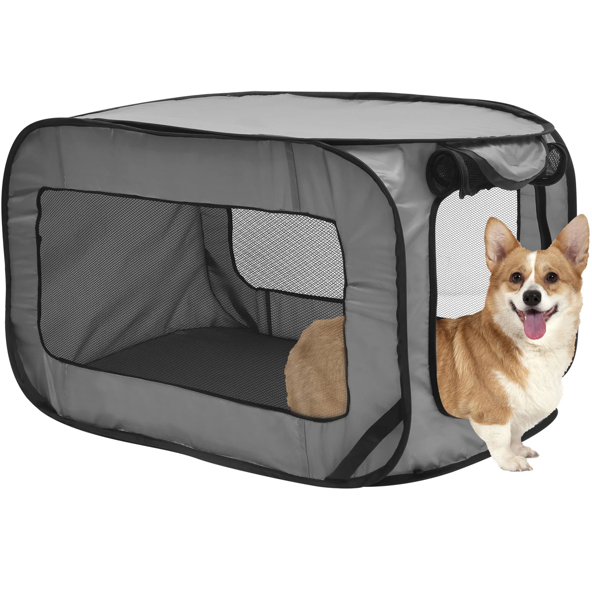 Portable Pop Up Dog Crate – Foldable Travel Kennel with Mesh Door