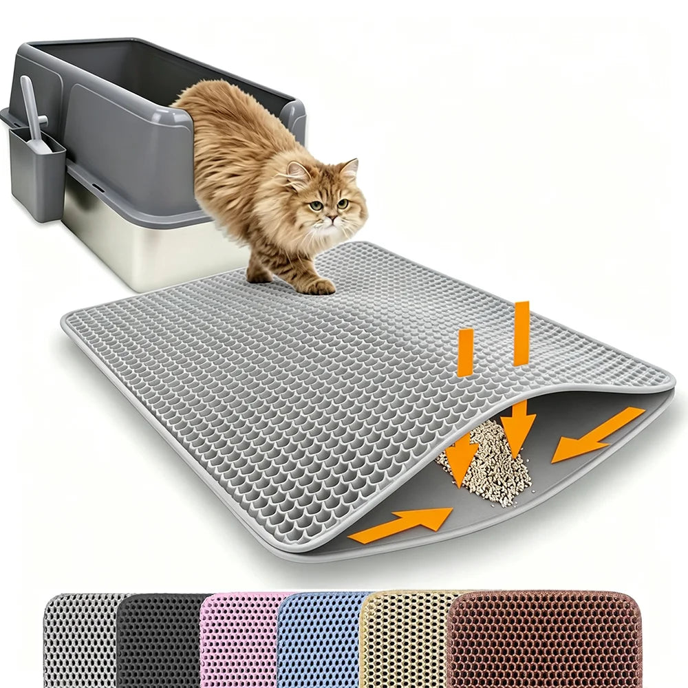 Double-Layer Cat Litter Trapping Mat, Waterproof Non-Slip Pad