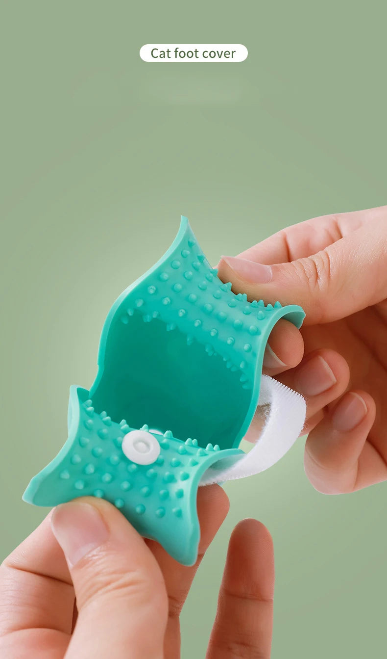Silicone Anti-Scratch Cat Paw Covers for Bathing and Grooming