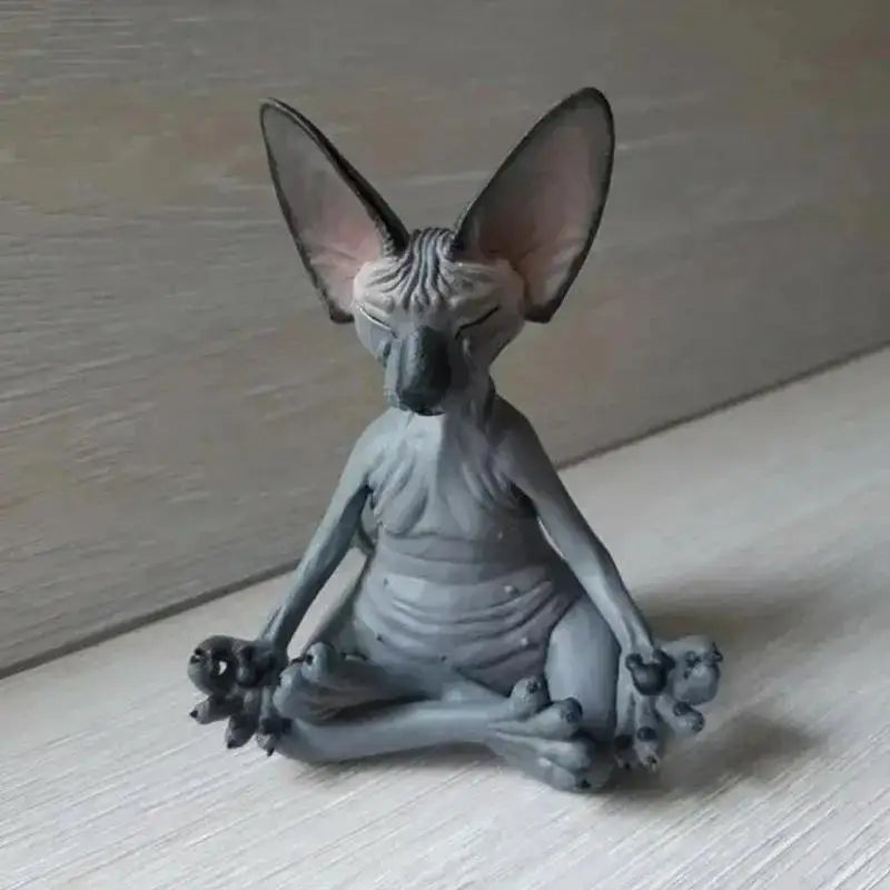 Meditating Yoga Cat Figurine, Whimsical Garden Statue for Cat Lovers