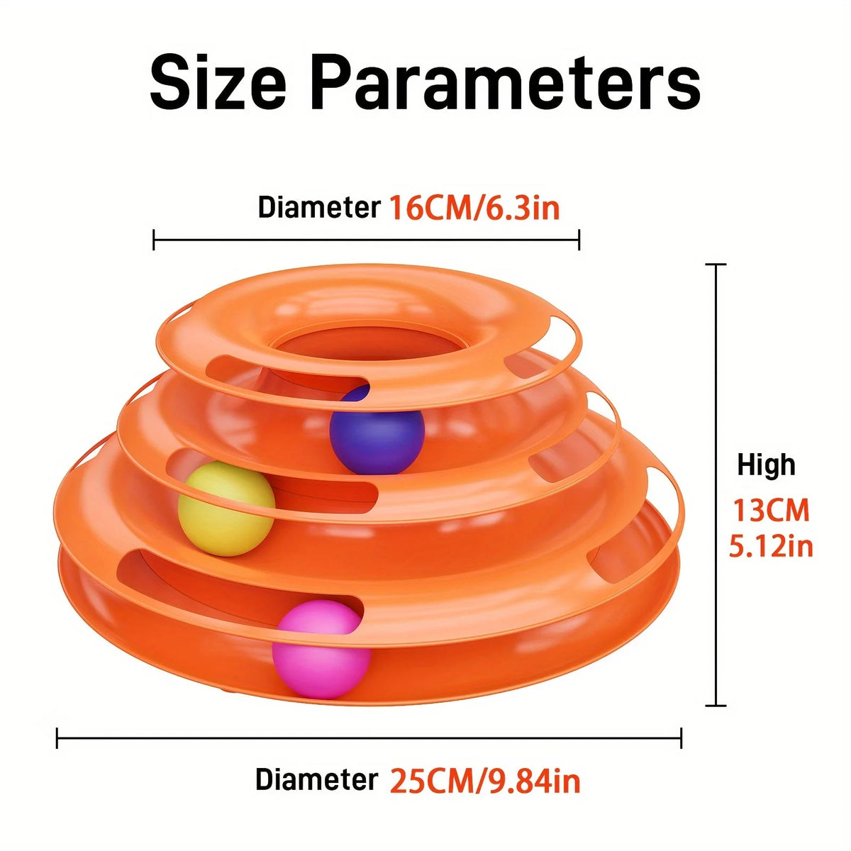 3 Layer Interactive Cat Toy Tower with Colorful Balls Mental Physical