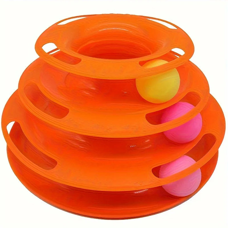 3 Layer Interactive Cat Toy Tower with Colorful Balls Mental Physical