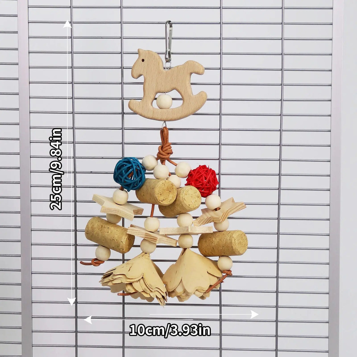 Wooden Rattan & Pine Cone Parrot Chew Toy for Bird Cages