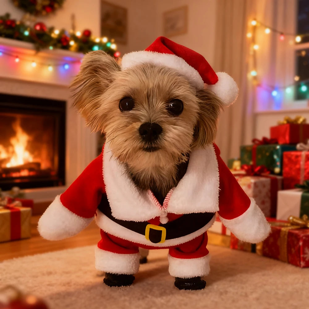 Dog Santa Claus Christmas Costume for Small Dogs & Cats