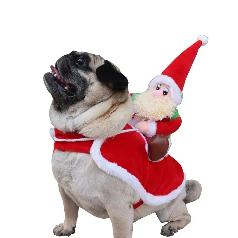 Funny Santa Rider Christmas Costume for Dogs & Cats