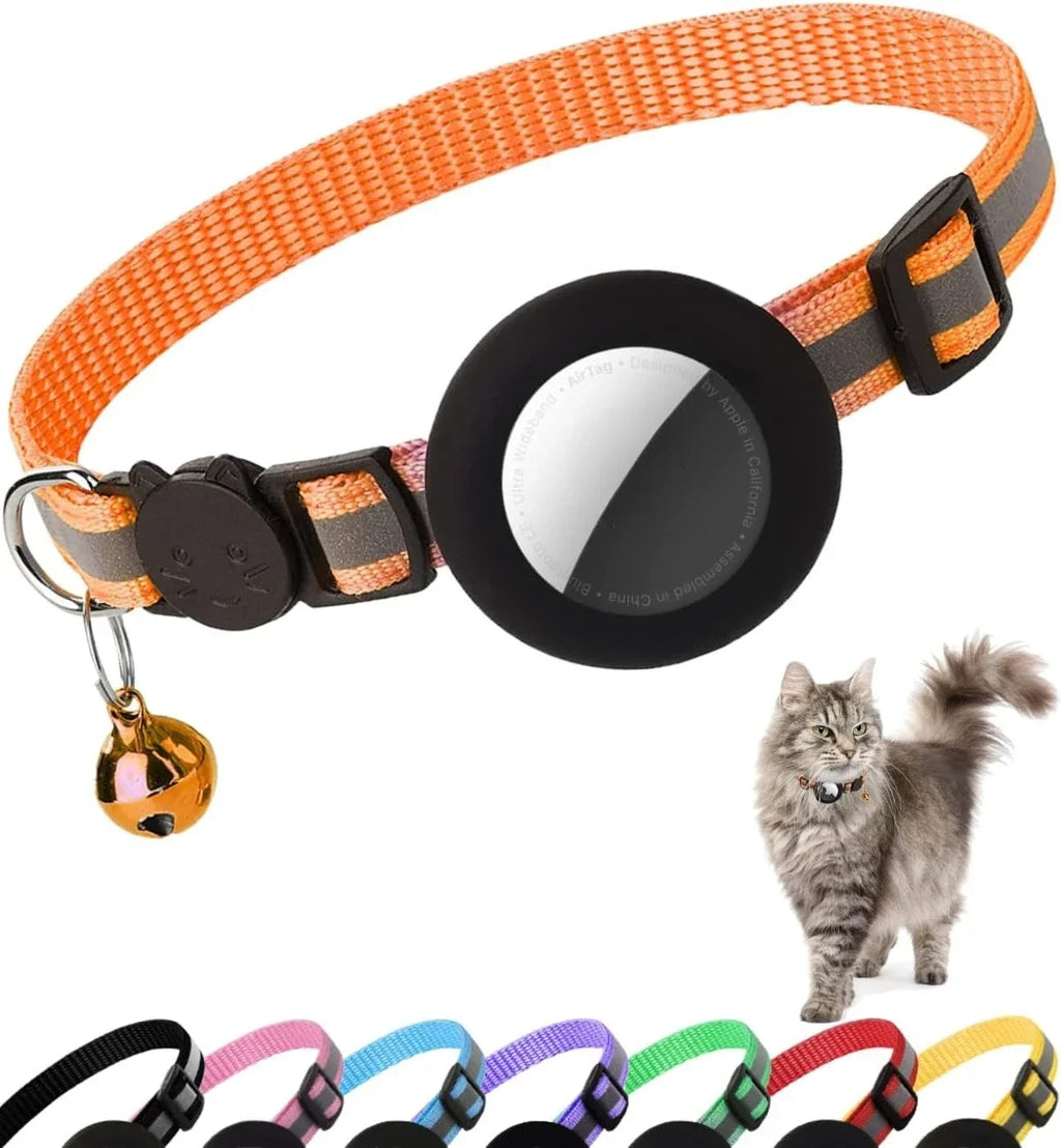 Breakaway Reflective Cat Collar with Bell and AirTag Holder for Cats